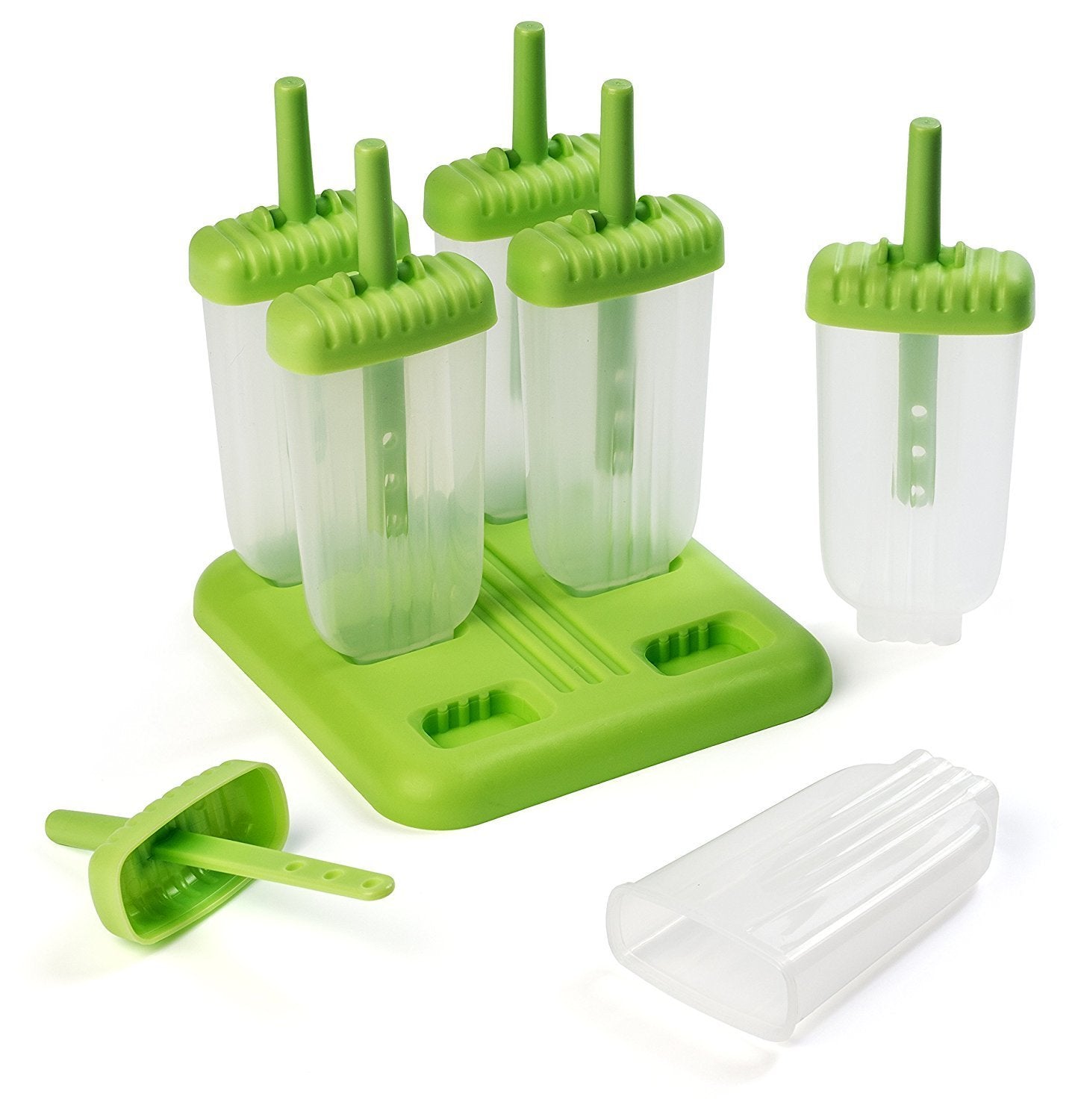 Plastic ice lolly molds on a stick, green - 6 pieces