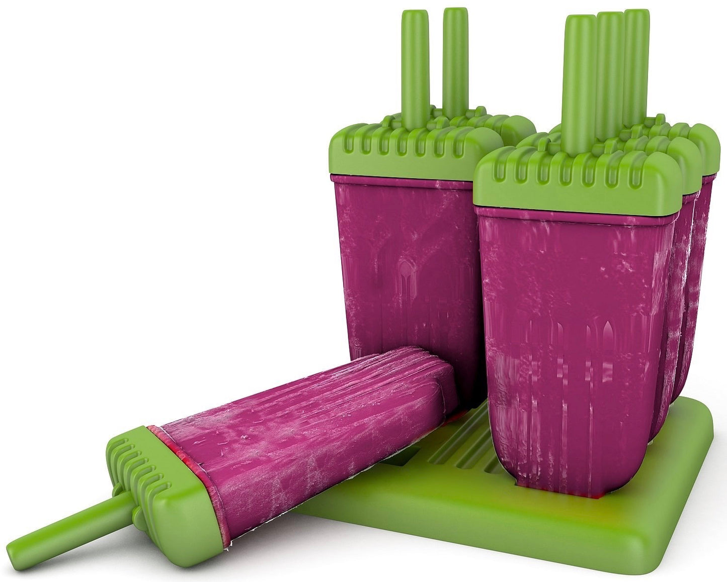 Plastic ice lolly molds on a stick, green - 6 pieces