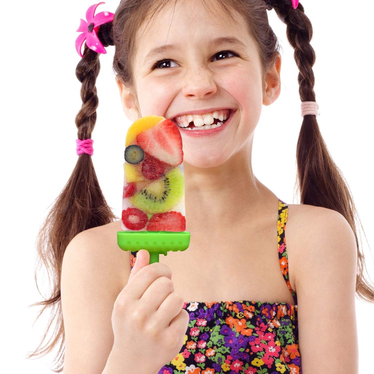Plastic ice lolly molds on a stick, green - 6 pieces