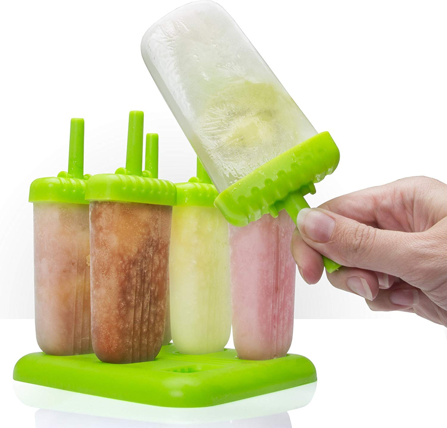 Plastic ice lolly molds on a stick, green - 6 pieces
