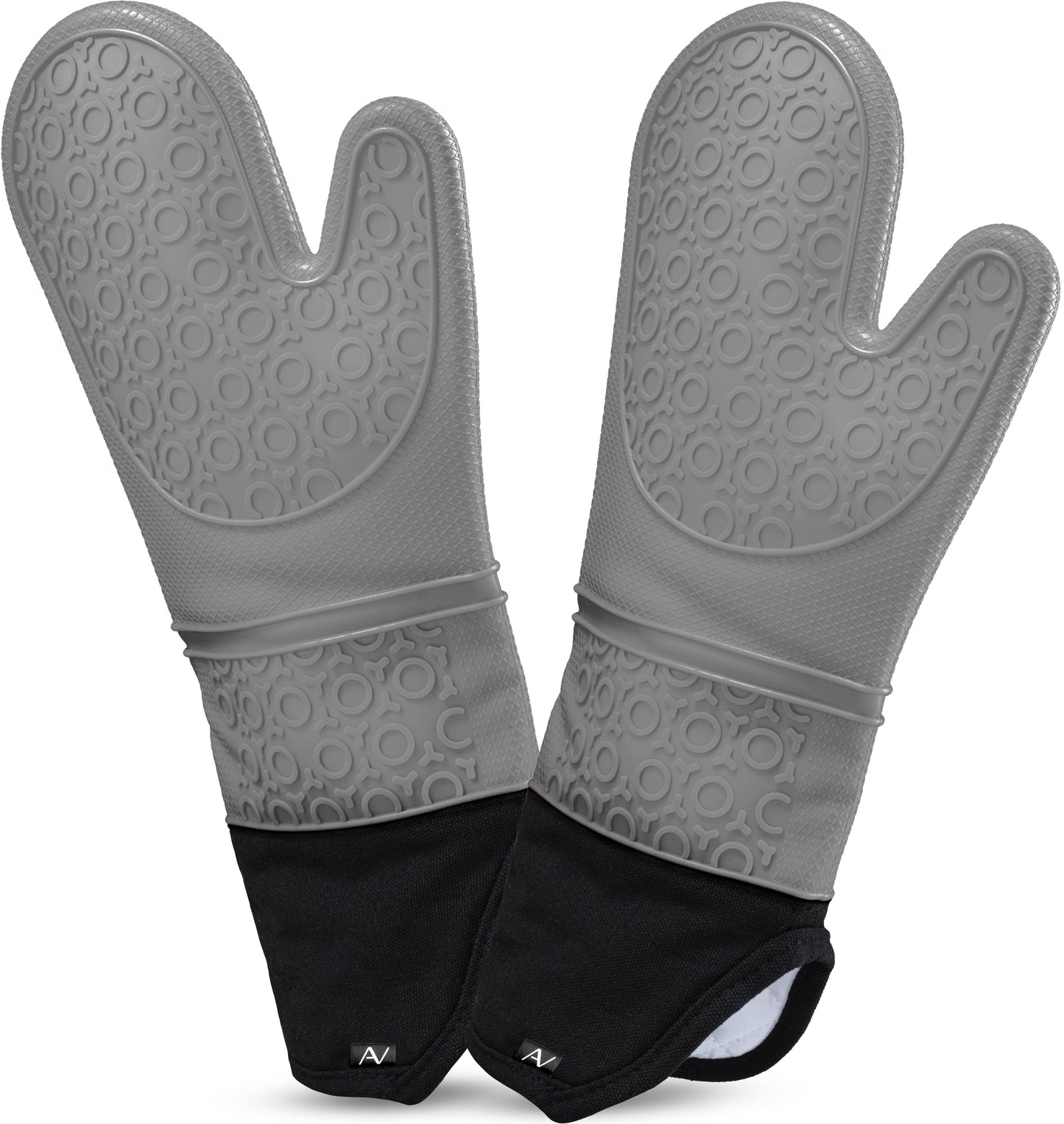 Silicone oven gloves mittens - grey 