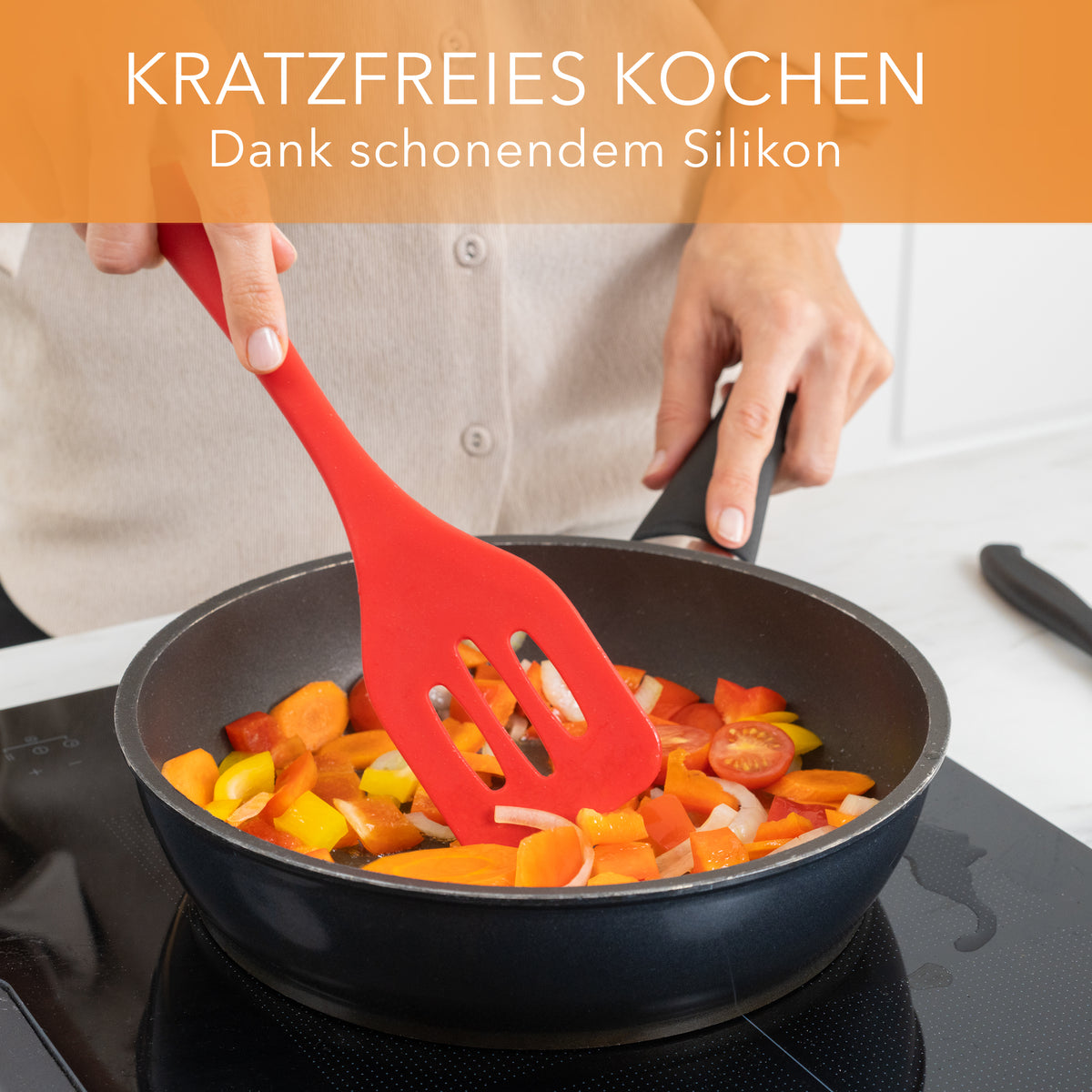 AVANA Küchenhelfer aus Silikon & Edelstahl Kochutensilien Rot