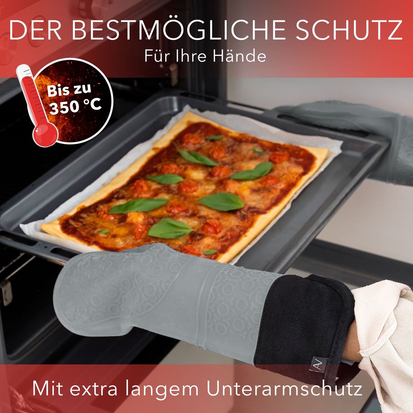 Silicone oven gloves mittens - grey 