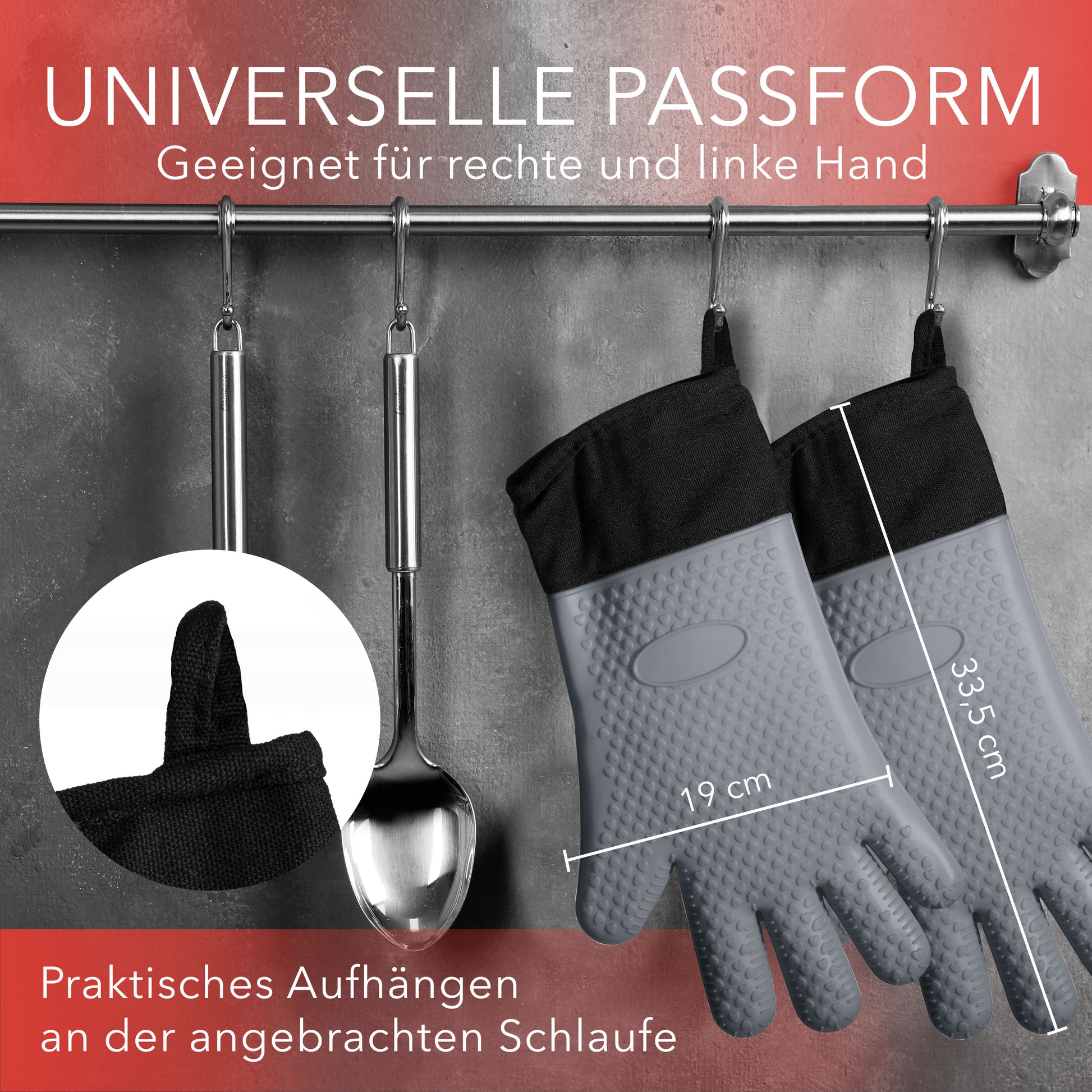 handschuhe für backofen AVANA Ofenhandschuhe aus Silikon mit Fingern