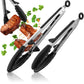 Cooking and grill tongs with integrated base made of stainless steel and silicone - set of 2 black 