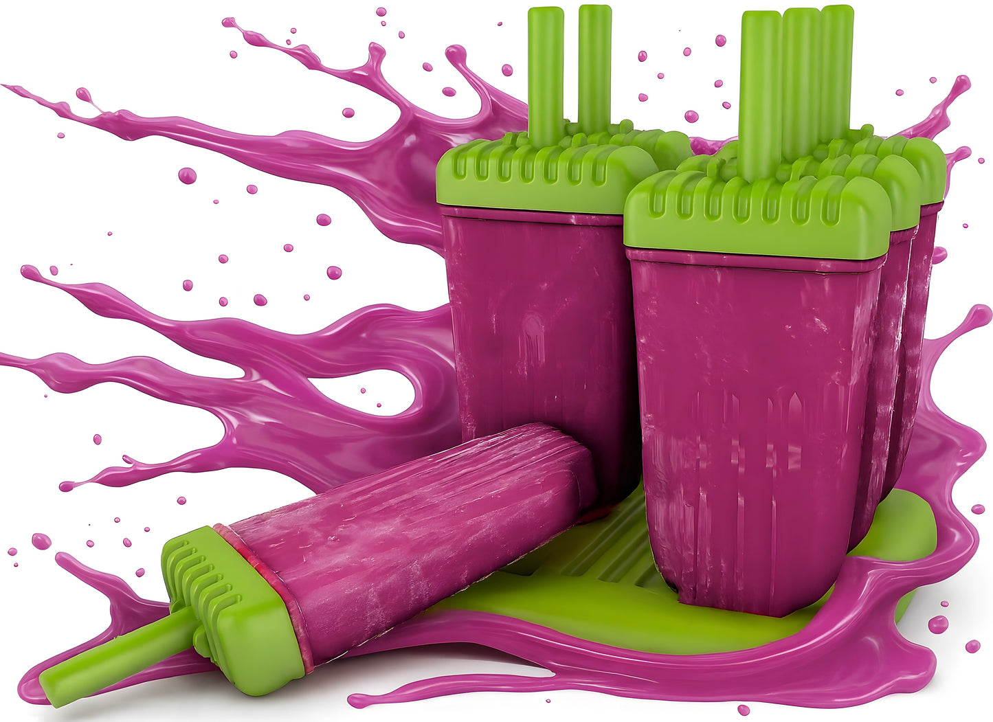 Plastic ice lolly molds on a stick, green - 6 pieces