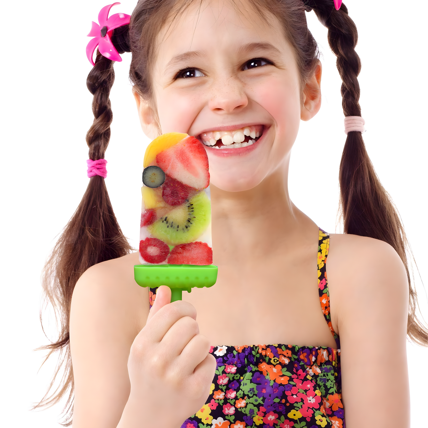 Plastic ice lolly molds on a stick, green - 6 pieces