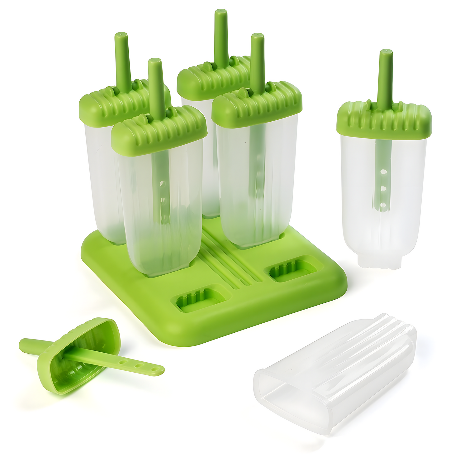 Plastic ice lolly molds on a stick, green - 6 pieces