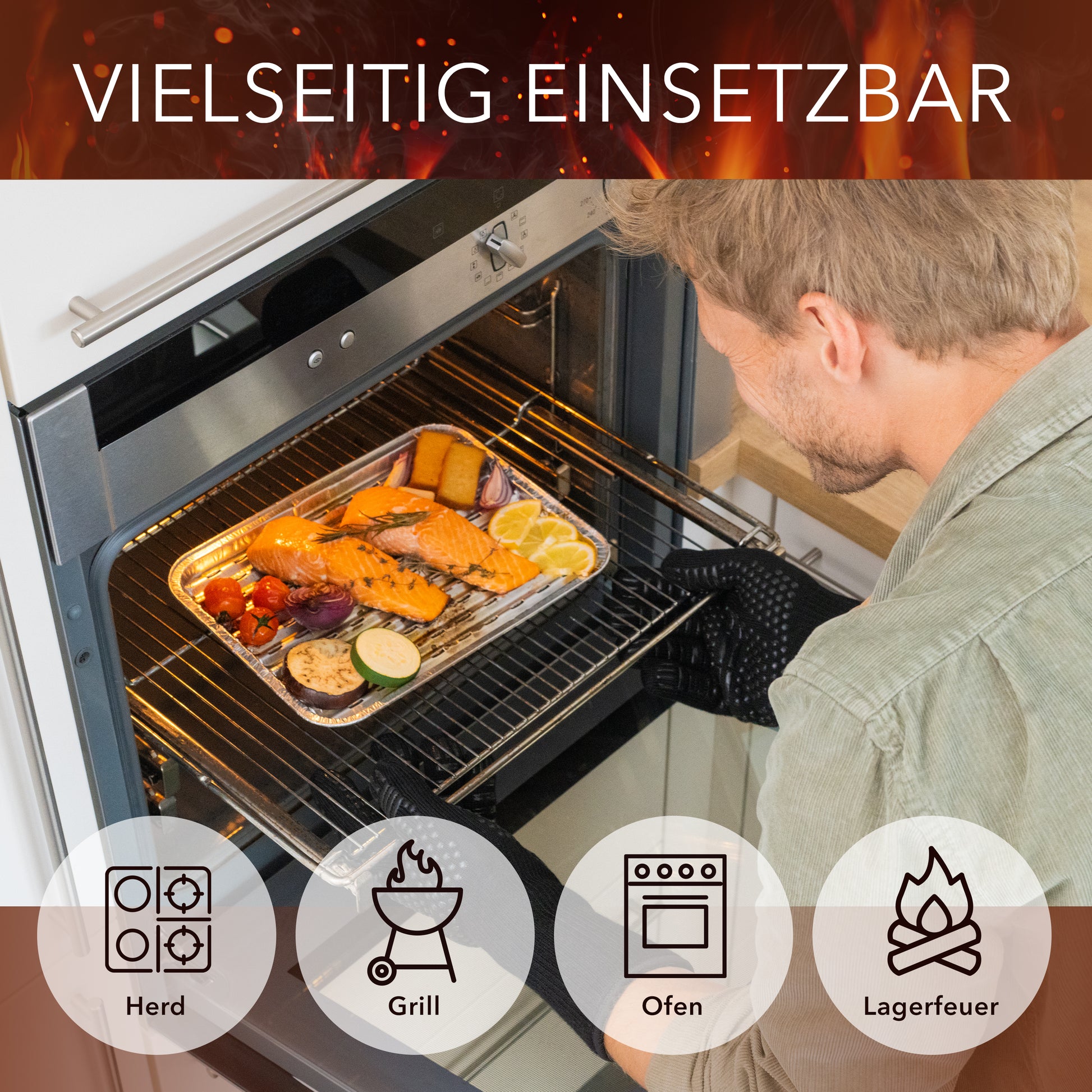 schwarze handschuhe grillen AVANA Grillhandschuhe aus Aramid Hitzebeständig bis zu 800° C