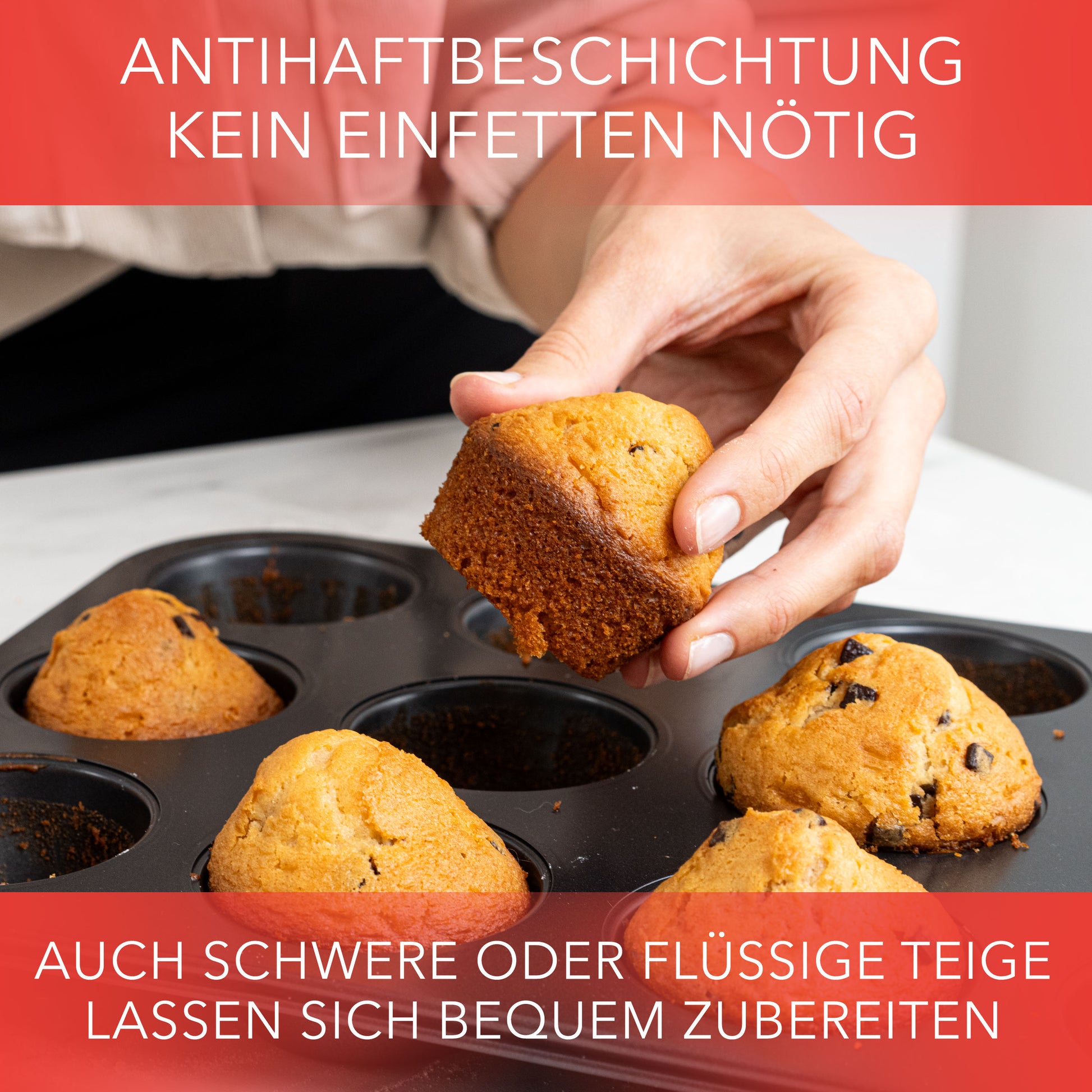 OAMCEG Muffinblech 12er Set - Backform Aus Karbonstahl Mit Antihaft & Silikonpinsel