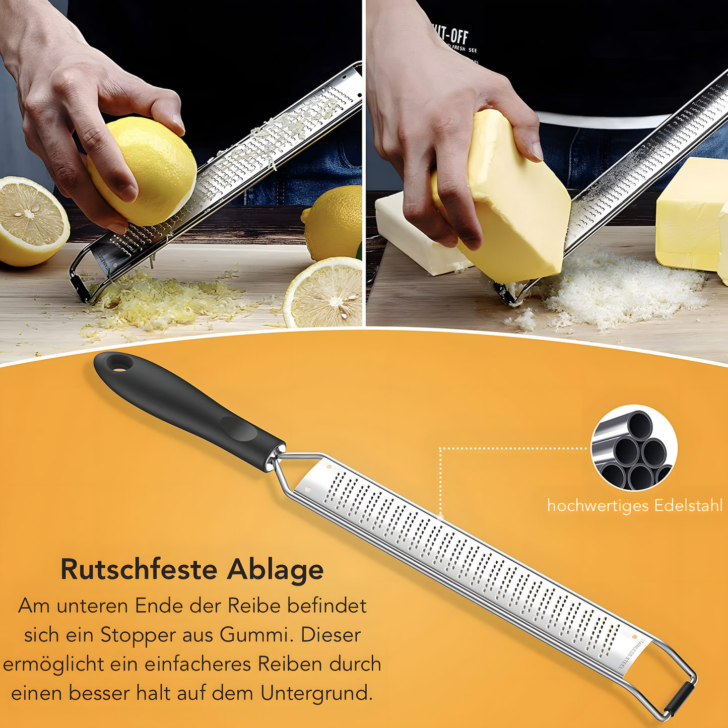 Zester grater made of stainless steel hand grater with protective cover 