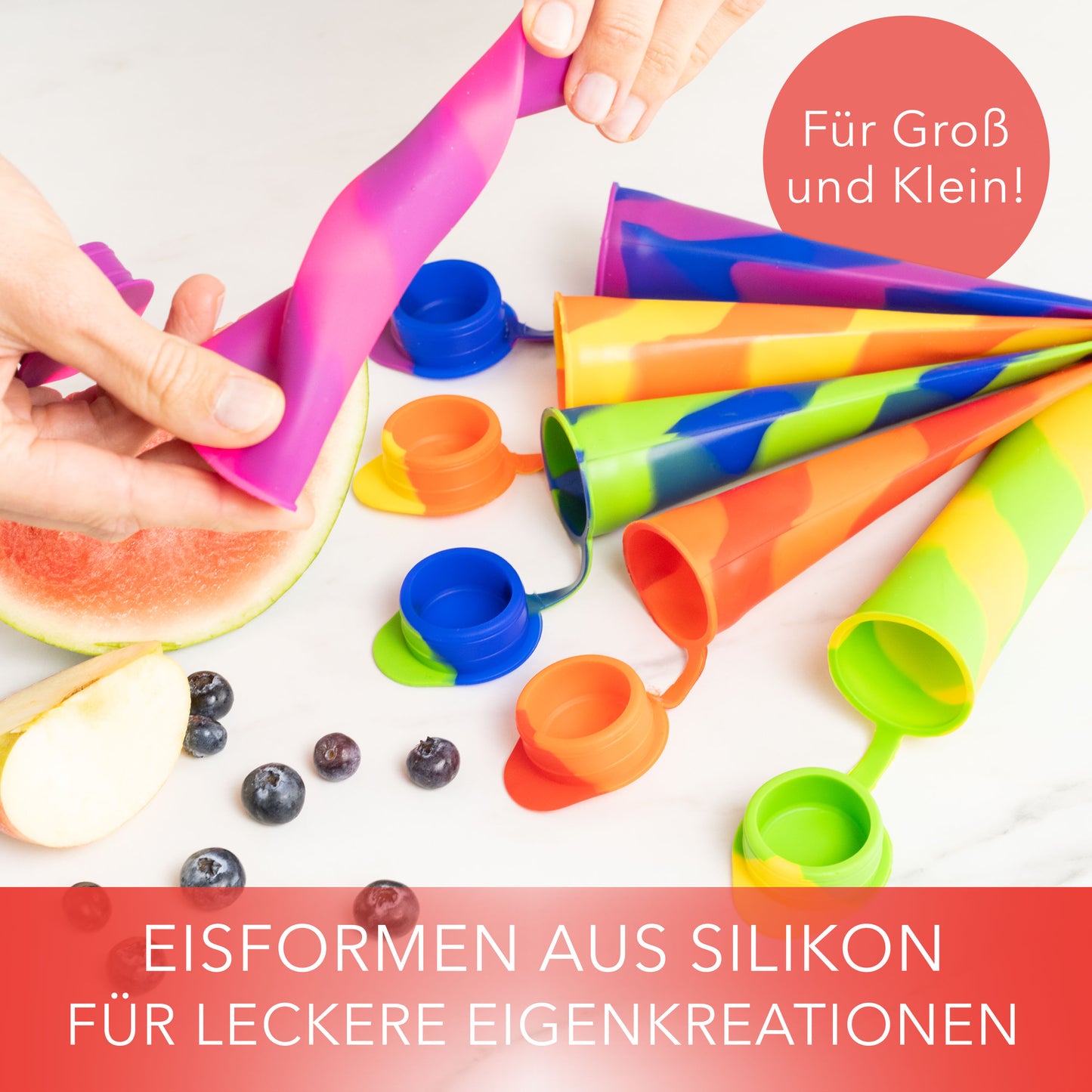 Reusable silicone ice cream molds - 6 pieces
