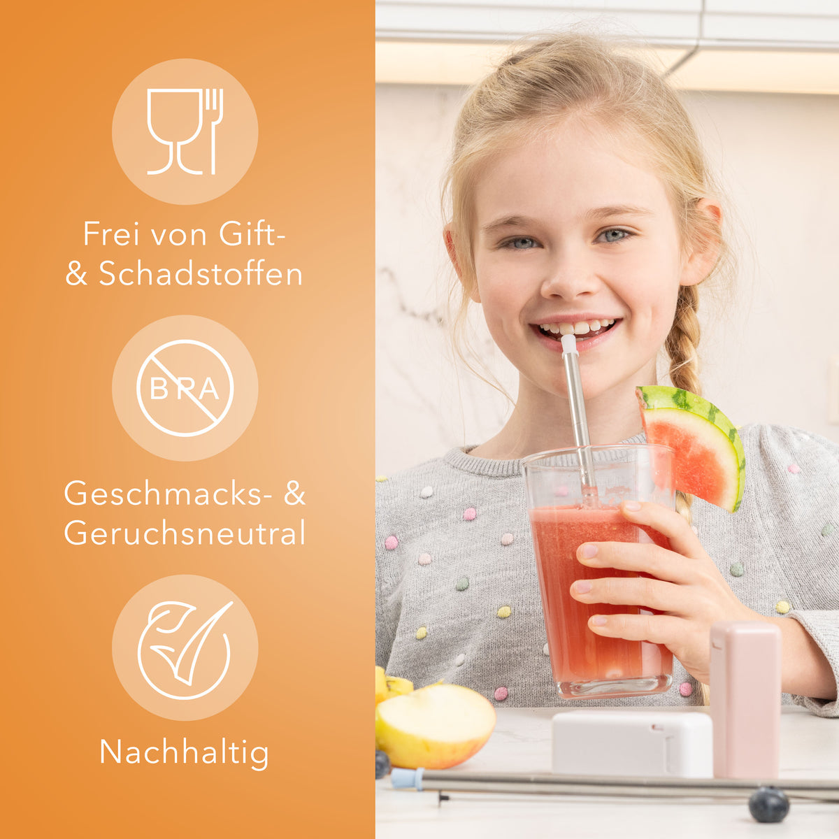 AVANA Wiederverwendbare Strohhalme aus Edelstahl & Silikon Trinkhalme Schwarz Rosa- 2er Set