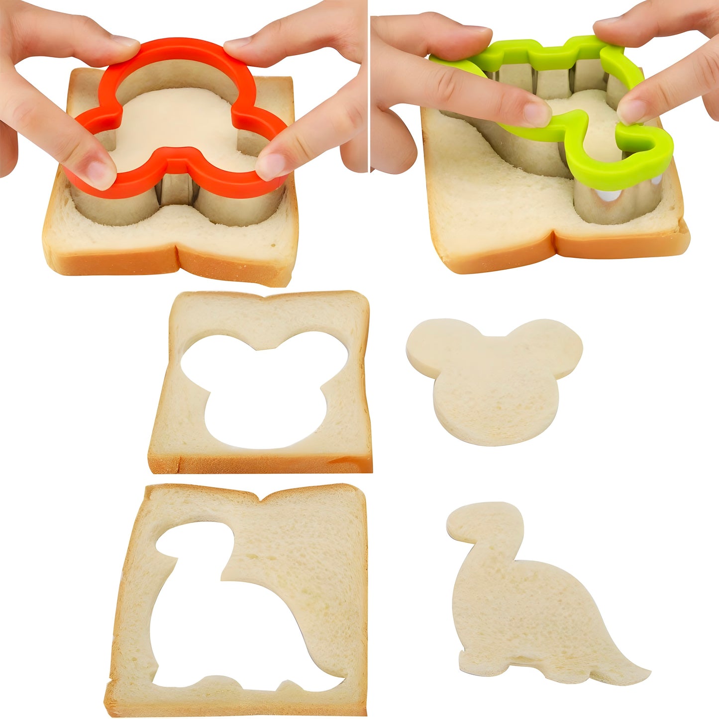 Stainless steel cookie cutters sandwich cutter mouse dinosaur - set of 2