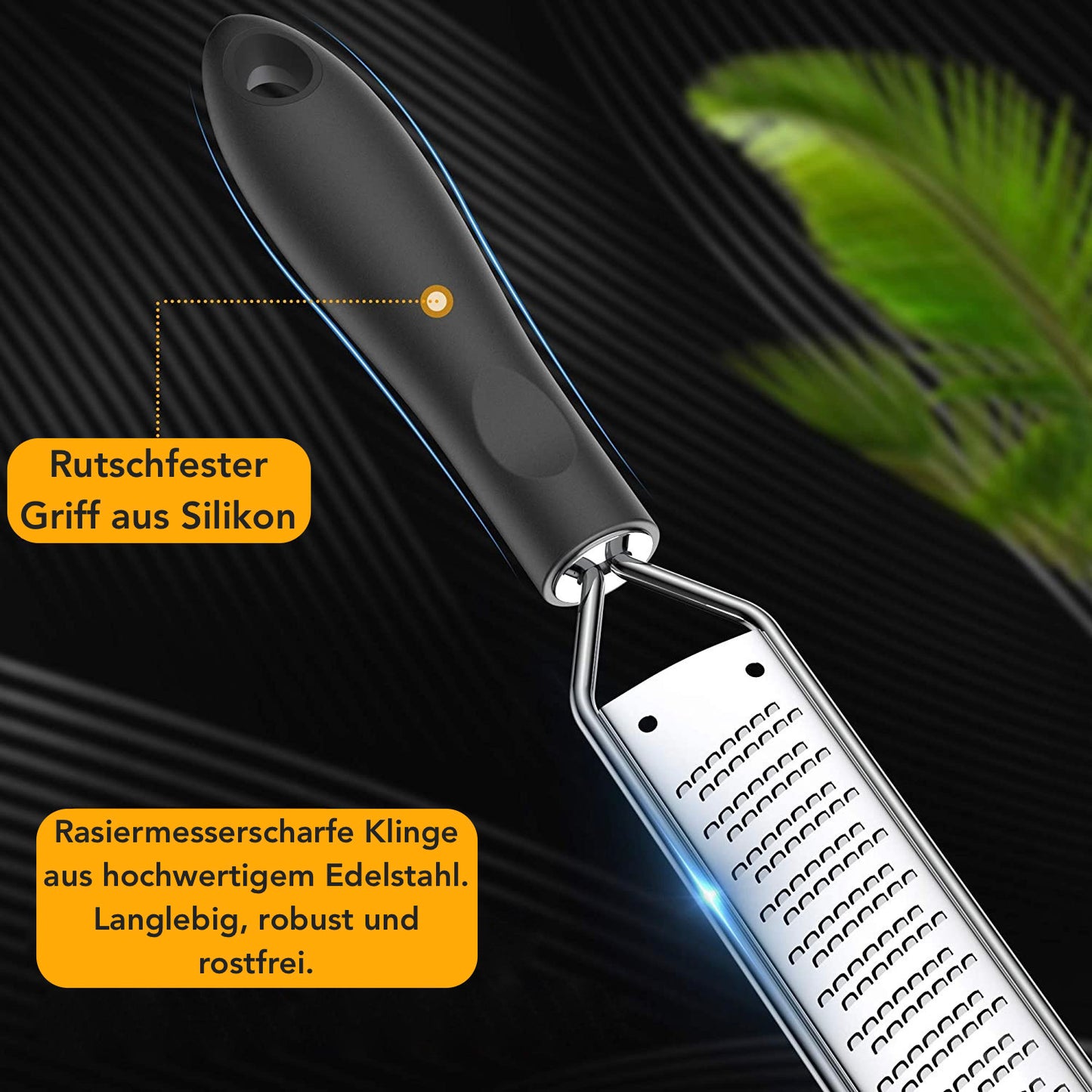 Zester Reibe aus Edelstahl Handreibe mit Schutzabdeckung